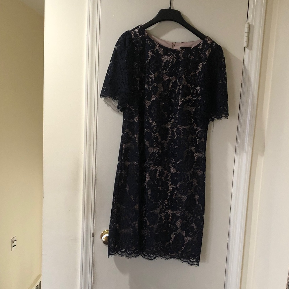 Jessica Howard Navy and Cream Lace Midi Dress